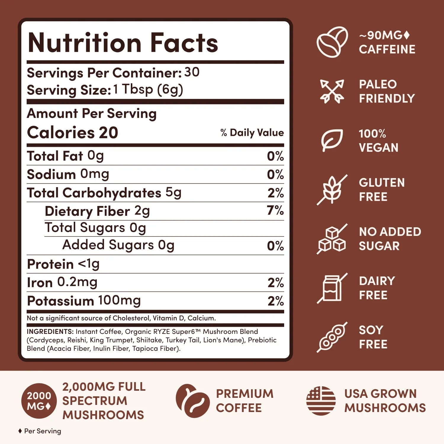Mushroom Coffee Dark Roast (30 Servings) - Fresh Morning Cup